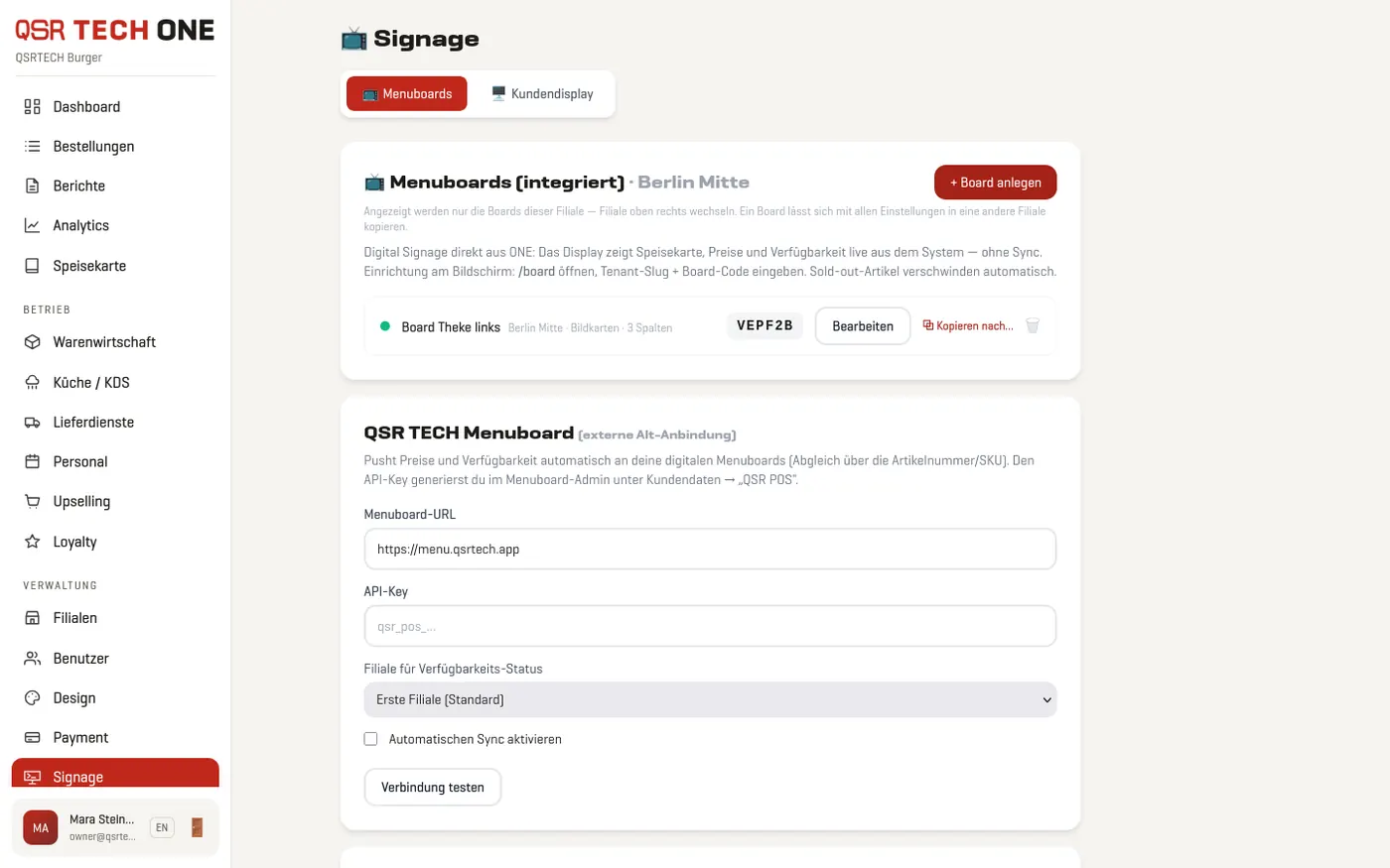 Signage und Menuboards