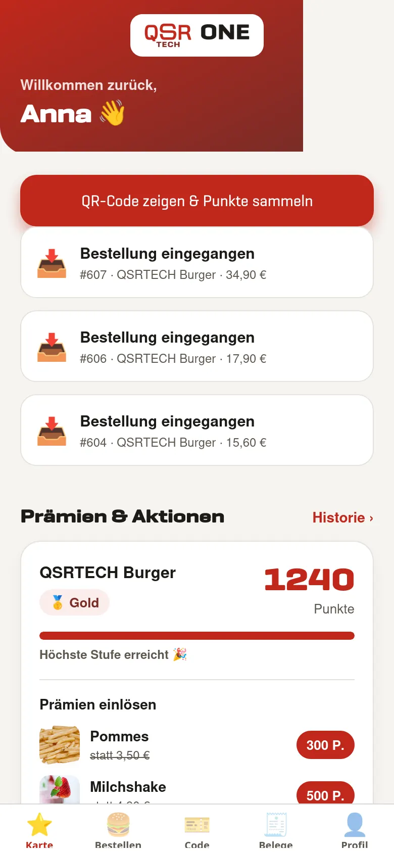 Gäste-App mit Treuekarte, Punkten und Prämien