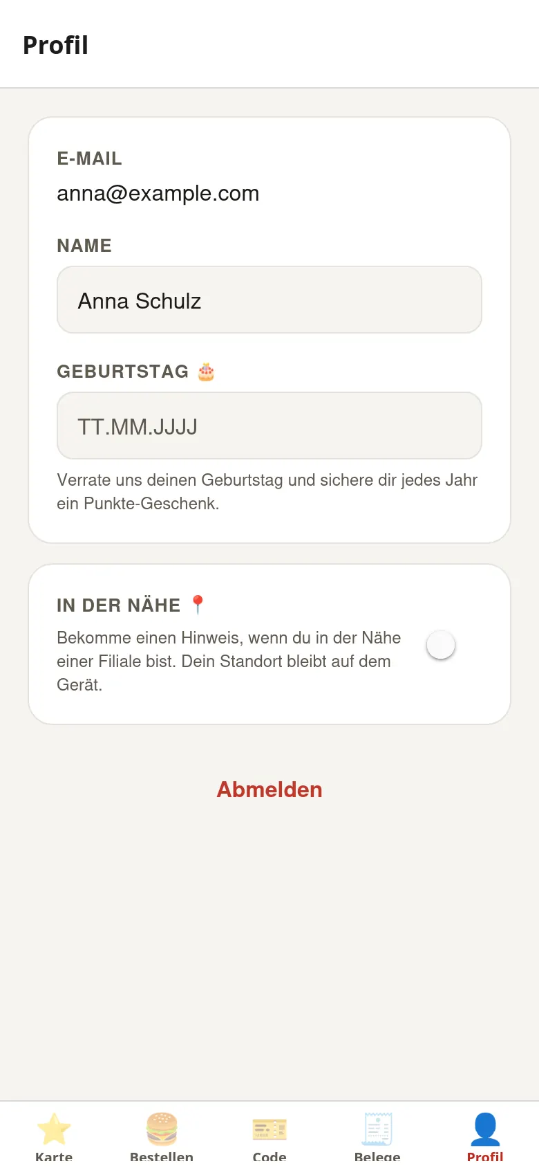App: Profil