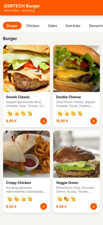 Webshop: Speisekarte